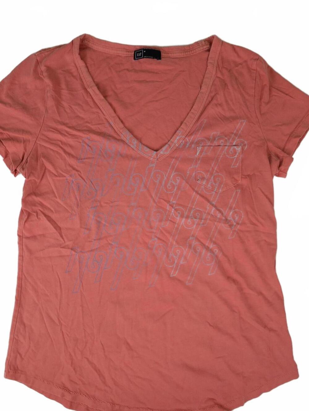 Women's Medium GAP V-Neck Coral Pink Short Sleeve T-Shirt